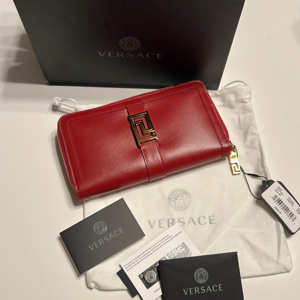 Versace Leather Zip Around Wallet